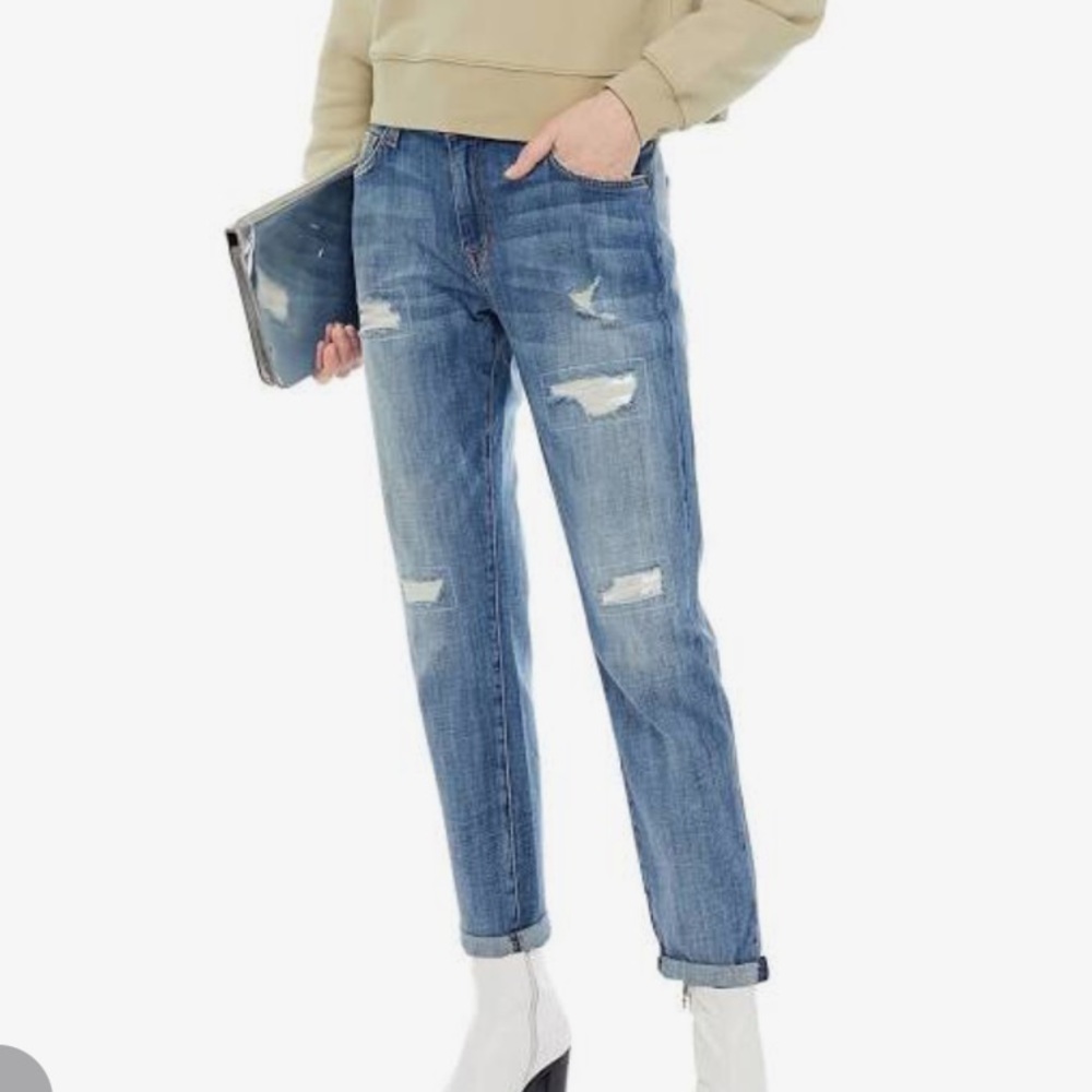 Current/Elliott Tattered Destroy Boyfriend Jeans